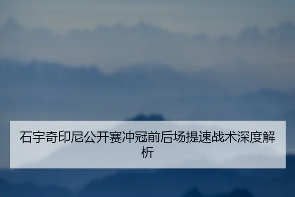 石宇奇印尼公开赛冲冠前后场提速战术深度解析